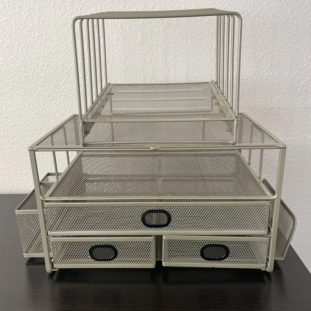 Metal Mesh Desk Organizer with Drawers